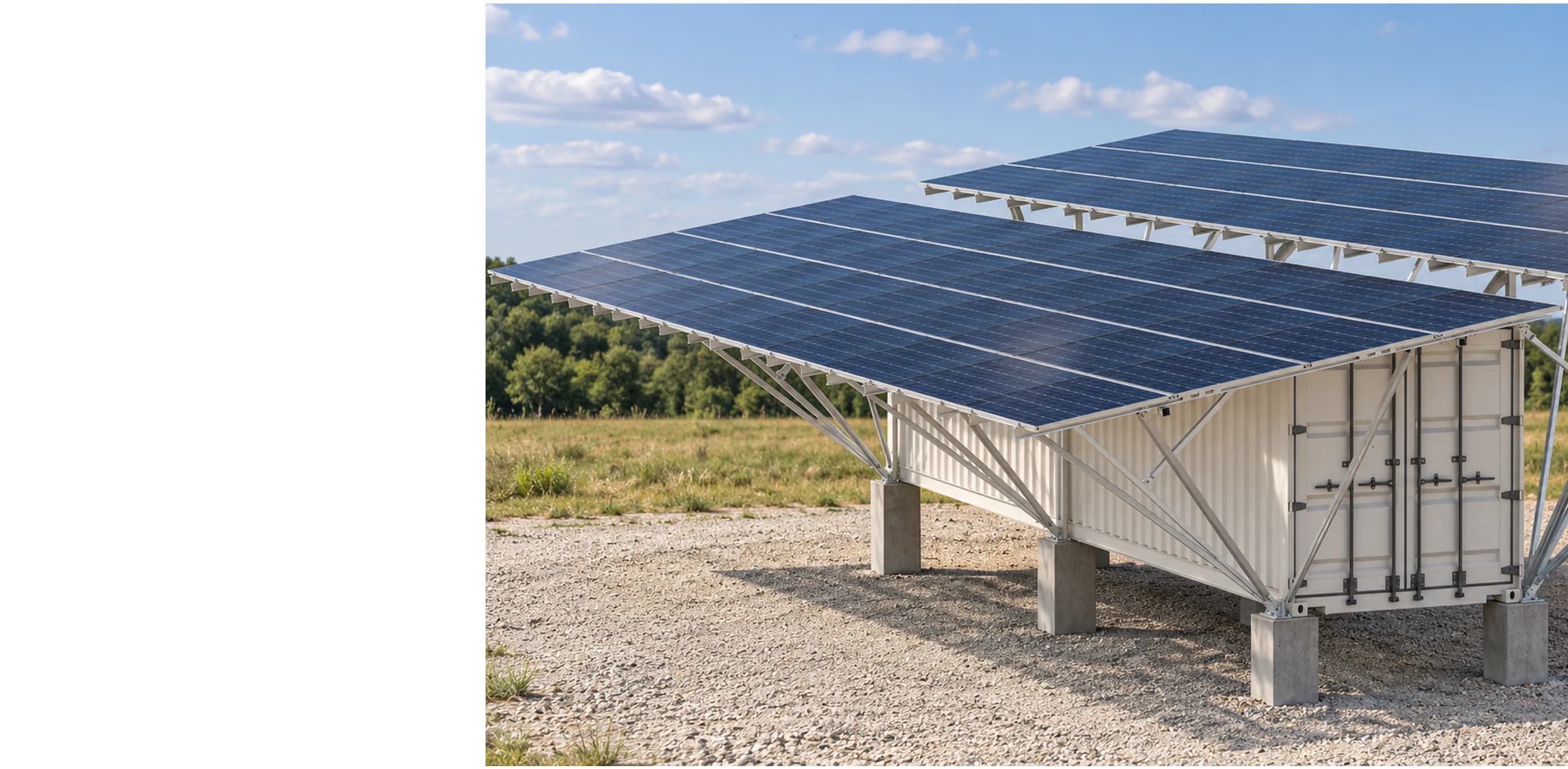 Solar panel array mounted on a containerised energy system