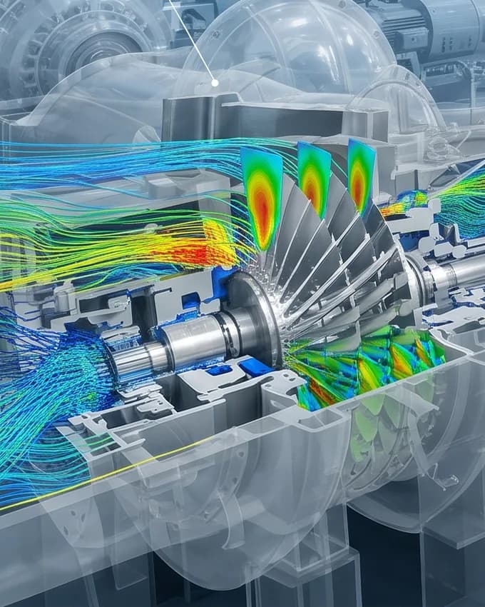 Flow simulation through a turbine casing