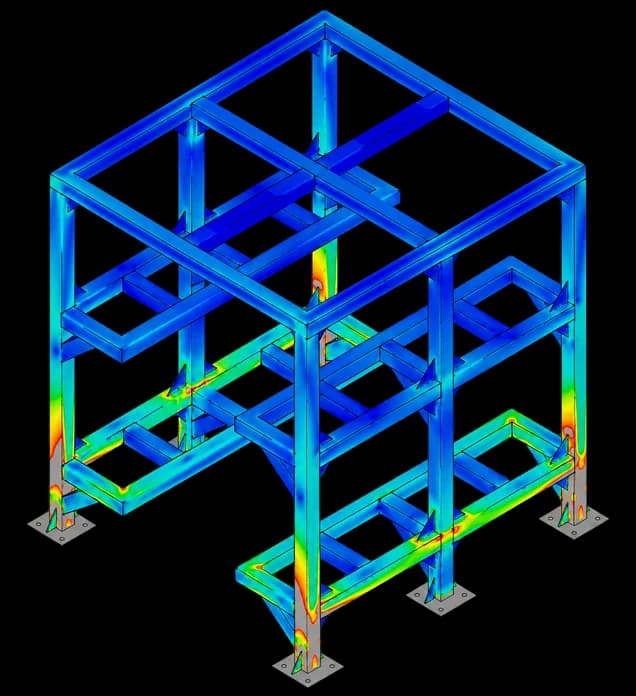Thermal-structural stress plot of a hot-box frame