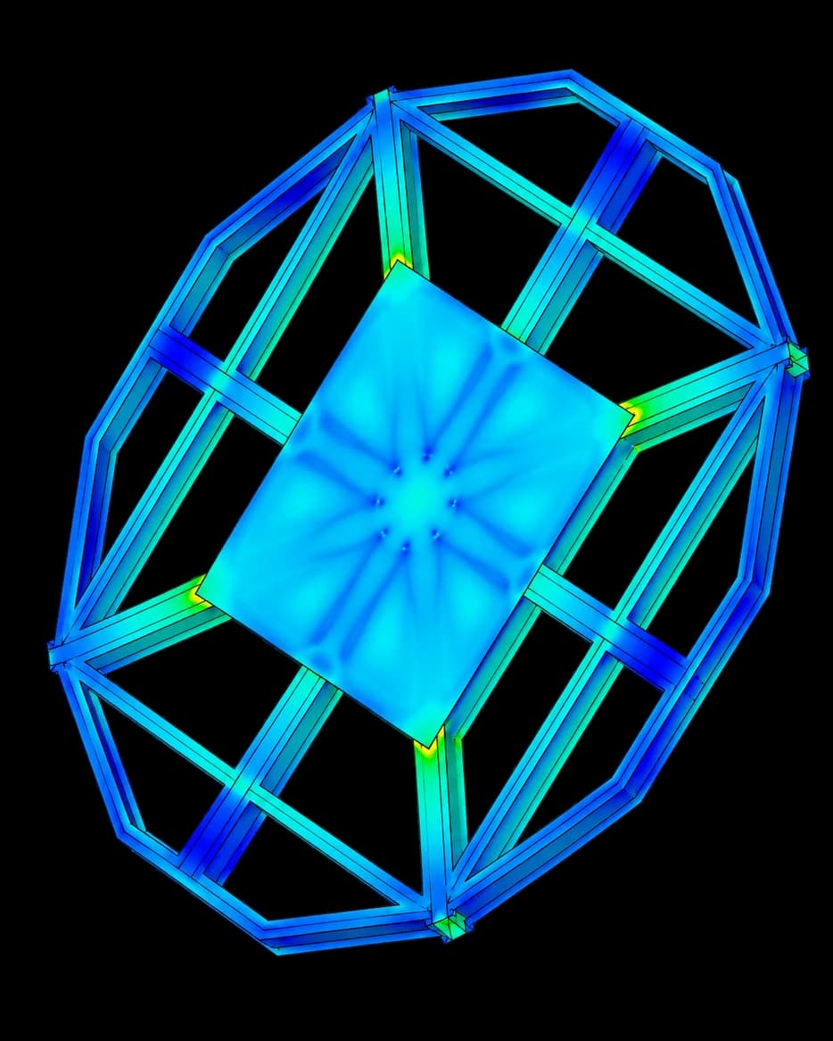 Stress plot of an octagonal welded frame